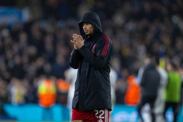 Football - FA Premier League - Leeds United FC v Liverpool FC LEEDS, ENGLAND - Saturday, December 6, 2025: Liverpool s Hugo Ekitike applauding the traveling supporters after the FA Premier League match between Leeds United FC and Liverpool FC at Elland Road. (Photo by David Rawcliffe Propaganda) LEEDS Elland Road YORKSHIRE ENGLAND  Copyright: xDavidxRawcliffex P2025-12-06-Leeds_Liverpool-185