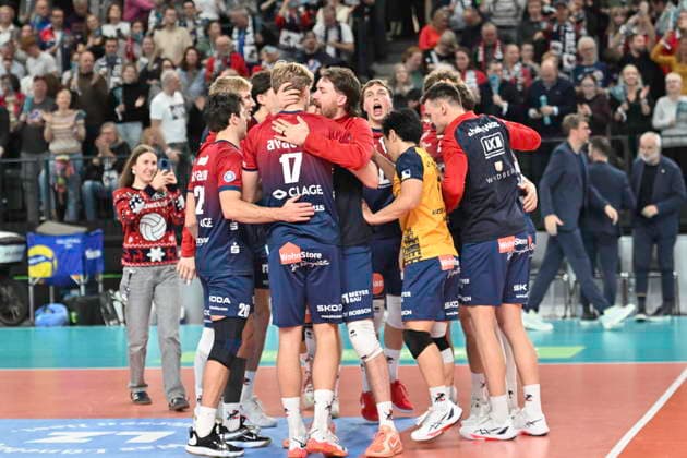 GER 1 VBL, SVG Lueneburg vs WWK Volleys Herrsching 06 12 2025, LKH Arena, Lueneburg, GER 1 VBL, SVG Lueneburg vs WWK Volleys Herrsching in the picture the Lueneburg team celebrates the victory nordphotoxGmbH xWitke nph00002