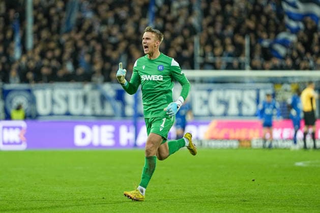Soccer 2 Bundesliga, Matchday 15, SV Darmstadt 98 Karlsruher SC on 06 12 2025 in Darmstadt Merck Stadion am Böllenfalltor , Germany, Season 2025 2026 DFB DFL REGULATIONS PROHIBIT ANY USE OF PHOTOGRAPHS as IMAGE SEQUENCES and or QUASI VIDEO Goal celebration by Hans Christian Bernat 1, KSC to 0 1 Own goal by SVD Darmstadt Merck Stadion am Böllenfalltor Germany Copyright: xChristophxKinzingerx