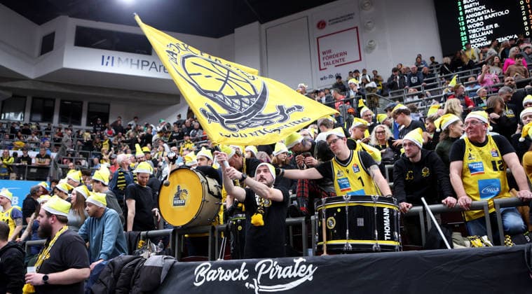 BAU 06 12 2025 Ludwigsburg Basketball MHP Riesen Ludwigsburg vs Gladiators Trier, Feature Ludwigsburg Pirates