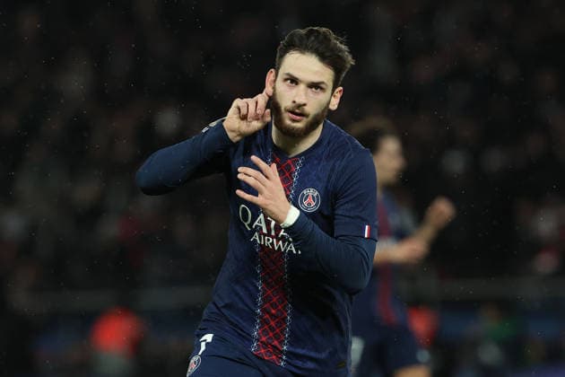 FBL FRA LIGUE1 Paris Saint Germain Stade Rennes Khvicha Kvaratskhelia Paris Saint Germain celebrate the goal during the French L1 football match between Paris Saint Germain PSG an Stade Rennes at Parc des Princes Paris ,France, on December 06, 2025 Copyright: JoaquimxFerreira
