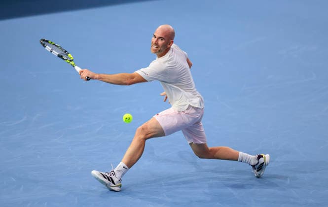 6th December 2025; Copper Box Arena, London, England; Victorian Plumbing UTS London Grand Final Tennis, Day Two; Adrian Mannarino plays a backhand shot against Andrey Rublev  HongboxChen