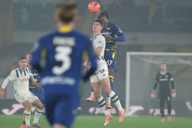 CALCIO - Serie A - Hellas Verona FC vs Atalanta BC Charles De Ketelaere of Atalanta BC 1907 hit the ball during the soccer match between Hellas Verona FC and Atalanta BC, MD14 of Serie A Enilive Italian soccer championship 2025 2026 at Marcantonio Bentegodi Stadium on December 6, 2025, Verona, Italy. Verona Italy  Copyright: xIPAxSport ABACAx