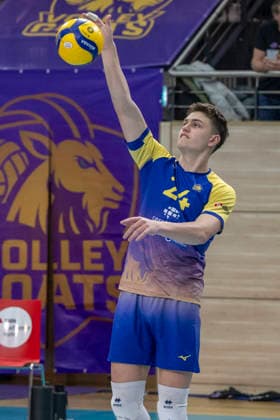 1 Volleyball Bundesliga Season 2025 2026 Cerebricks Volley Goats Mitteldeutschland vs Berlin Recycling Volleys Halle, Germany 06 December 2025 In the picture Clay Wieter Bitterfeld Halle Saale swh Arena Sachsen Anhalt Germany