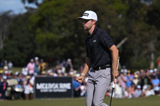 GOLF AUSTRALIAN OPEN, Rasmus Neergaard-Petersen of Denmark reacts after winning the Australian Open Golf tournament at the Royal Melbourne Golf Club in Melbourne, Sunday, December 7, 2025. ( NO ARCHIVING, EDITORIAL USE ONLY MELBOURNE VICTORIA AUSTRALIA  Copyright: xJAMESxROSSx 20251207134640355000
