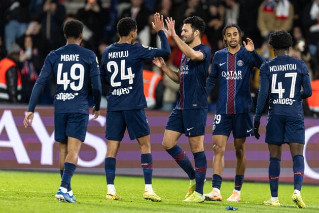 Paris Saint-Germain FC v Stade Rennais FC - Ligue 1 McDonald s Goncalo Ramos of Paris Saint-Germain celebrates after scoring a goal during the French L1 football match between Paris Saint-Germain (PSG) and Stade Rennais FC at the Parc des Princes stadium in Paris. Paris France  Copyright: xIbrahimxEzzatx originalFilename:ezzat-notitle251206_npHMU.jpg