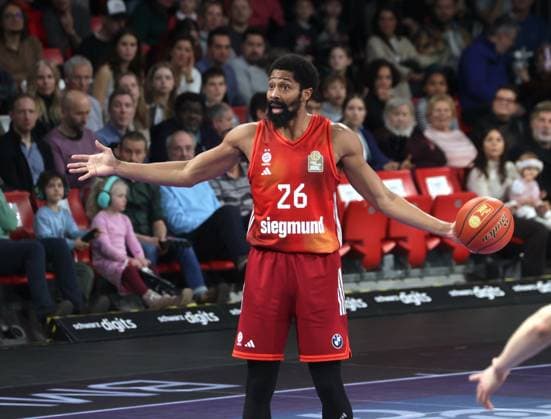 Stunned Bayerns 26 Spencer DINWIDDIE Basketball Bayern Weissenfels Bundesliga, FC Bayern Basketball SYNTAINICS MBC, 9 Matchday, Season 2025 2026, 7 12 2025, in Munich, B M W P A R K, Germany Source Copyright Credit Oryk HAIST xBASKETBALL-BAYERN-MBCx