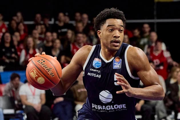German Basketball Bundesliga BBL , FC Bayern Munich Basketball vs SYNTAINICS MBC, Munich FC Bayern Basketball, SYNTAINICS MBC, 2025 12 07 in Munich BMW Park Munich FOSTER Marcus SYNTAINICS MBC Small Forward Nr 5 MBC5 sportworld Munich BMW Park Munich Bayern Germany