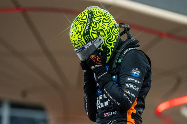 Abu Dhabi GP 2025 - Lando Norris Crowned World Champion Lando Norris (Gbr) of McLaren Racing 4 wins the World Championship, WM, Weltmeisterschaft for the first time and celebrates on Sunday (Race day) during the Formula 1 Etihad Airways Abu Dhabi Grand Prix 2025 at the Yas Marina Circuit on December 7, 2025 Photo by Antoine Lapeyre ABACAPRESS.COM Abu Dhabi United Arab Emirates  Copyright: xLapeyrexAntoine ABACAx