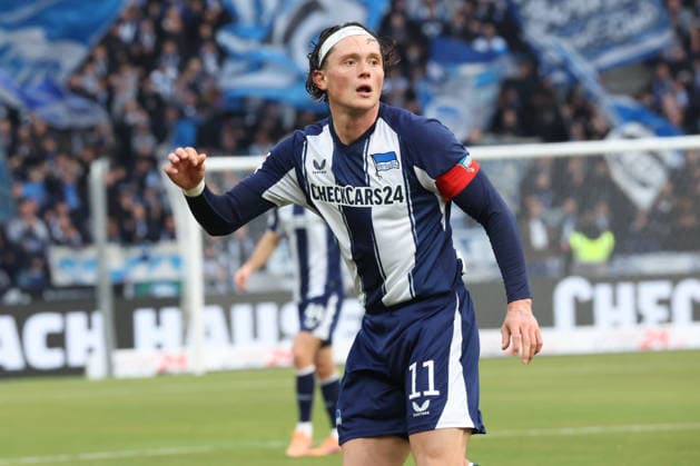 DEU, DFL, 2 FBL, Hertha BSC vs 1 FC Magdeburg, 07 12 2025, Berliner Olympiastadion, Berlin, DEU, DFL, 2 FBL, Hertha BSC vs 1 FC Magdeburg, im Bild Fabian Reese Hertha BSC Berlin 11 DFL regulations prohibit any use of Photographs as image sequences and or quasi video nordphotoxGmbHx xEngler nph00076