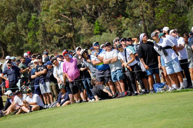 December 7, 2025, Melbourne, Australia: People are seen watching the golf play during the championship round. The 2025 Australian Open concluded with Denmark™s Rasmus Neergaard-Petersen securing the championship at 15-under after a tense final round at The Australian Golf Club. The tournament delivers a dramatic finish, with top international contenders pushing the leaderboard to the final holes. Large crowds gathered across the course as fans watch one of Australia™s premier golf events come to a close for the year. Melbourne Australia - ZUMAs197 20251207_aaa_s197_109 Copyright: xYexMyoxKhantx