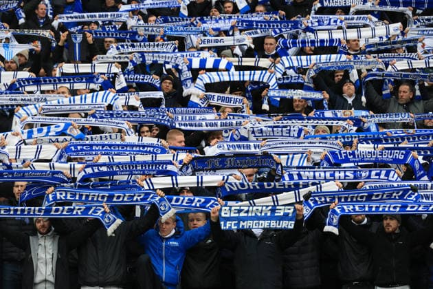 DEU, DFL, 2 FBL, Hertha BSC vs 1 FC Magdeburg, 07 12 2025, Berliner Olympiastadion, Berlin, DEU, DFL, 2 FBL, Hertha BSC vs 1 FC Magdeburg, im Bild Magdeburger Fanblock DFL regulations prohibit any use of Photographs as image sequences and or quasi video nordphotoxGmbHx xEngler nph00076