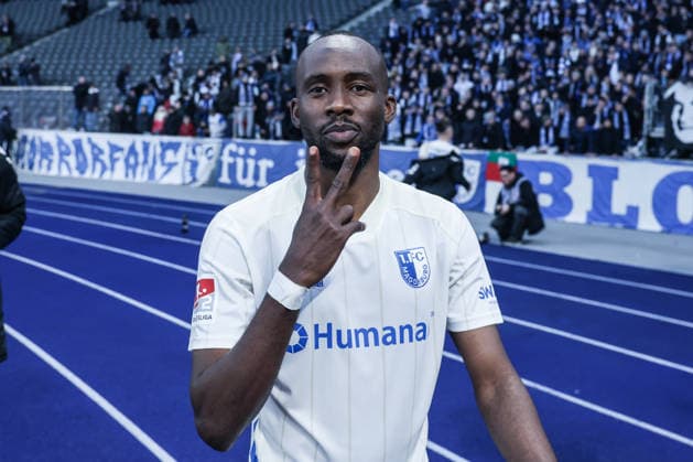 Sport, Football, 2 Bundesliga Season 2025 2026 15 Matchday Hertha BSC Berlin 1 FC Magdeburg 07 12 2025, Olympiastadion Berlin Silas Gnaka 1 FC Magdeburg, 25 Berlin Olympiastadion Berlin Berlin Germany