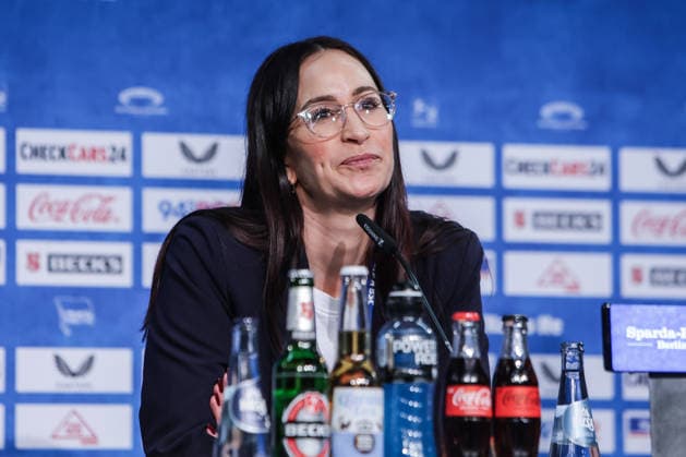 Sport, Football, 2 Bundesliga Season 2025 2026 15 Matchday Hertha BSC Berlin 1 FC Magdeburg 07 12 2025, Olympiastadion Berlin Vera Krings Press Spokeswoman, Hertha BSC Berlin Berlin Olympiastadion Berlin Berlin Germany