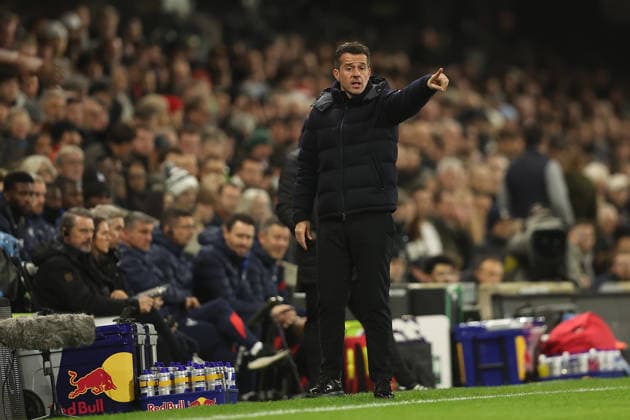 7th December 2025; Craven Cottage, Fulham, London, England; Premier League Football, Fulham versus Crystal Palace; Fulham manager Marco Silva shouts instructions to his team  KatiexChan