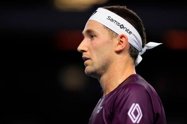 7th December 2025; Copper Box Arena, London, England; Victorian Plumbing UTS London Grand Final Tennis, Day Three; Casper Ruud during a change over in the semi-final match against Andrey Rublev  HongboxChen