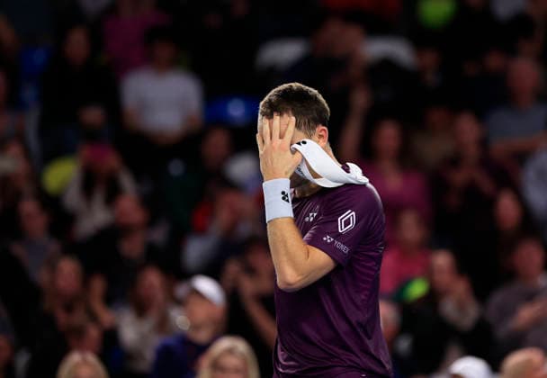 7th December 2025; Copper Box Arena, London, England; Victorian Plumbing UTS London Grand Final Tennis, Day Three; Casper Ruud removes his headband after winning the semi-final match against Andrey Rublev  HongboxChen