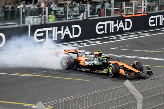 07 12 2025, xrarjax, Motorsport FIA Formula 1, Grand Prix of Abu Dhabi v l jubilation, joy about winning the world championship with Lando Norris McLaren starting number 04 FIA REGULATIONS PROHIBIT ANY USE OF PHOTOGRAPHS as IMAGE SEQUENCES and or QUASI VIDEO Abu Dhabi