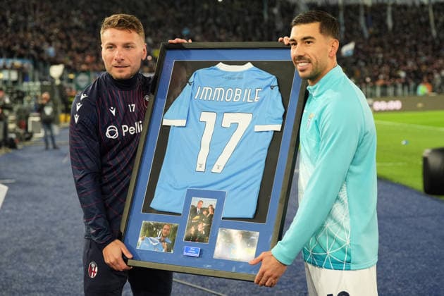 Bologna s Ciro Immobile Lazio™s Mattia Zaccagni during the Serie A EniLive soccer match between Lazio and Bologna at the Rome s Olympic stadium, Italy - Sunday December 7, 2025 - Soccer ( Photo by Alfredo Falcone LaPresse )  Copyright: xAlfredoxFalcone LaPressex