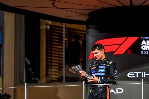 December 7, 2025, Abu Dhabi, United Arab Emirates: McLaren Formula 1 Team s English driver Lando Norris celebrates winning the drivers world champions during the Formula 1 Abu Dhabi Grand Prix 2025 at Yas Marina Circuit. Abu Dhabi United Arab Emirates - ZUMAs197 20251207_aaa_s197_131 Copyright: xLucaxMartinix