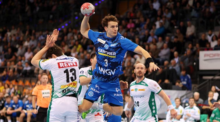 BAU 07 12 2025 Stuttgart Handball TVB Stuttgart vs SC DHfK Leipzig, Max Häfner TVB, center