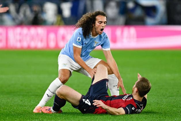 Foto IPP Cavaliere Emiliano. Roma 07 12 2025. Calcio Campionato Serie A 2025-2026. Lazio - Bologna. Nella foto: Matteo Guendouzi e Tommaso Pobega. Italy Photo Press - World Copyright italy ITALY  Copyright: xR4924_italyphotopressx