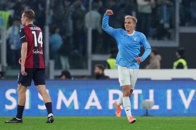Lazio™s Gustav Isaksen celebrates after scoring during the Serie A EniLive soccer match between Lazio and Bologna at the Rome s Olympic stadium, Italy - Sunday December 7, 2025 - Soccer ( Photo by Alfredo Falcone LaPresse )  Copyright: xAlfredoxFalcone LaPressex