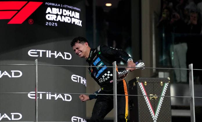 Formula 1 of United Arab Emirates The new Formula 1 Champion of 2025, British driver Lando Norris of McLaren F1 Team after the Formula 1 Etihad Airways Abu Dhabi Grand Prix 2025 at the Yas Marina Circuit in Abu Dhabi, United Arab Emirates December 07 2025. Abu Dhabi United Arab Emirates  Copyright: xMatrixxImagesx xHasanxBraticx