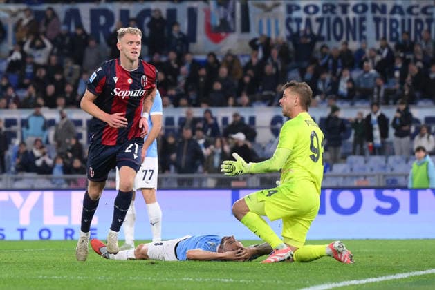 Foto IPP Luciano Adriani Roma 07 12 2025 Campionato di calcio Serie A 2025-2026 Lazio v Bologna Nella foto: Jens Odgaard appena realizzato il gol del pareggio per il bologna Italy Photo Press - World Copyright Roma italy Italia ITALY  Copyright: xR4924_italyphotopressx
