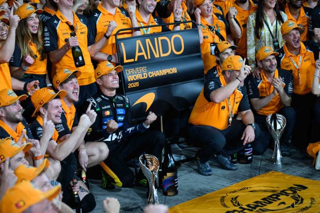 F1 Grand Prix of Abu Dhabi Lando Norris of the McLaren Formula 1 Team celebrates his first F1 World Champion title in Yas Island, Abu Dhabi, on December 7, 2025. Abu Dhabi Abu Dhabi United Arab Emirates  Copyright: xAhmadxAlShehabx originalFilename:alshehab-formula1251207_npWde.jpg