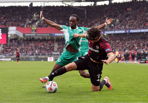 07 12 2025 Soccer Season 2025 2026 2 Soccer Bundesliga 15 Matchday 1 FC Nürnberg FCN Club SpVgg Greuther Fürth Kleeblatt Derby Frankenderby Sportfoto Zink DaMa xdaxmax DFL regulations prohibit any use of photographs as image sequences and or quasi video only for editorial use Noel Futkeu 9, SpVgg Greuther Fürth Fabio Gruber 4, 1 FC Nürnberg FCN