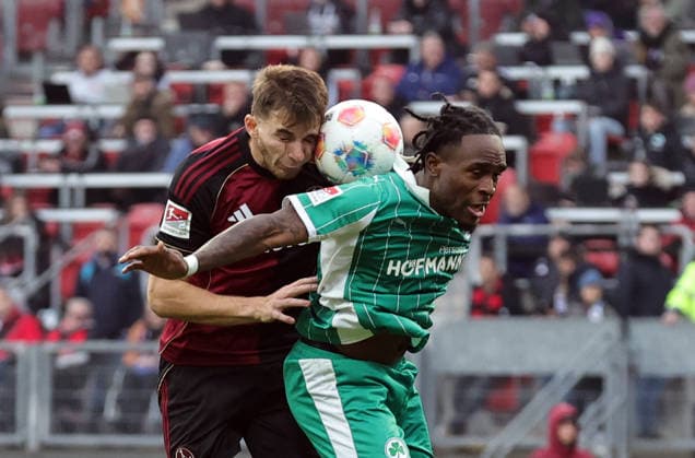 07 12 2025 Soccer Season 2025 2026 2 Soccer Bundesliga 15 Matchday 1 FC Nürnberg FCN Club SpVgg Greuther Fürth Kleeblatt Derby Frankenderby Sportfoto Zink DaMa xdaxmax DFL regulations prohibit any use of photographs as image sequences and or quasi video only for editorial use Adam Markhiev 6, 1 FC Nürnberg FCN Noel Futkeu 9, SpVgg Greuther Fürth