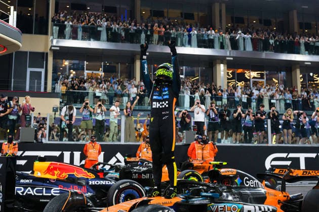 F1 Grand Prix of Abu Dhabi Lando Norris of the McLaren Formula 1 Team celebrates his first F1 World Champion title in Yas Island, Abu Dhabi, on December 7, 2025. Abu Dhabi United Arab Emirates  Copyright: xAhmadxAlShehabx originalFilename:alshehab-formula1251207_npr1l.jpg