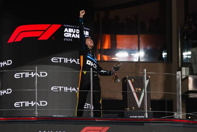 December 7, 2025, Abu Dhabi, Abu Dhabi, United Arab Emirates: 4 LANDO NORRIS (GBR, McLaren Racing F1 Team) after the end of the race winning the Drivers Championship on Sunday at the Formula 1 Etihad Airways Abu Dhabi Prix 2025 at the Yas Marina Circuit in Abu Dhabi, United Arab Emirates Abu Dhabi United Arab Emirates - ZUMAr193 20251207_zsp_r193_182 Copyright: xSaraxRuffonix