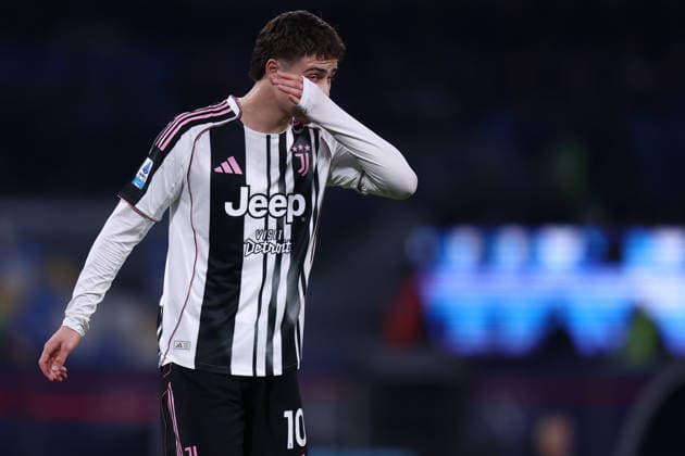 Kenan Yildiz (Juventus Fc) looks dejected, Serie A, Ssc Napoli v Juventus Fc, Diego Maradona, December 7, 2025, Napoli, Italy.