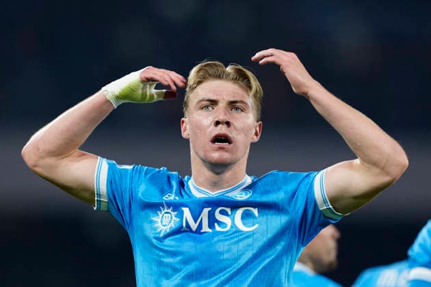 Rasmus Hojlund (SSC Napoli) celebrates after scoring his team s first goal, Serie A, SSC Napoli v Juventus FC, Diego Maradona Stadium, December 7, 2025, Napoli, Italy.