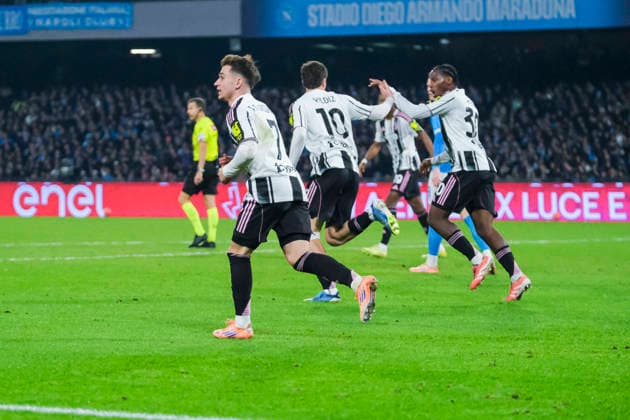 SSC Napoli vs Juventus juventus Turkish forward Kenan YÄ±ldÄ±z celebrates after scoring a goal during the Serie A football match between SSC Napoli vs Juventus at the Diego Armando Maradona Stadium in Naples, on December 07, 2025. _DSF9987_1 Copyright: xAntonioxBalascox