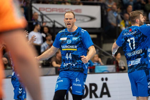 Handball I Men I Season 2025 2026 I Bundesliga I 15 Matchday I TVB Stuttgart SC DHfK Leipzig I 07 12 2025 Lenny Rubin 44, TVB Stuttgart jubelt Stuttgart Porsche Arena Baden Württemberg Germany Copyright: xLobeca MaxxPetershansx