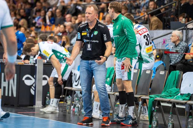 Handball I Men I Season 2025 2026 I Bundesliga I 15 Matchday I TVB Stuttgart SC DHfK Leipzig I 07 12 2025 Coach Frank Carstens SC DHfK Leipzig Stuttgart Porsche Arena Baden Württemberg Germany Copyright: xLobeca MaxxPetershansx