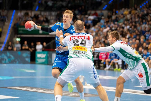 Handball I Men I Season 2025 2026 I Bundesliga I 15 Matchday I TVB Stuttgart SC DHfK Leipzig I 07 12 2025 Torben Matzken 22, TVB Stuttgart Stuttgart Porsche Arena Baden Württemberg Germany Copyright: xLobeca MaxxPetershansx