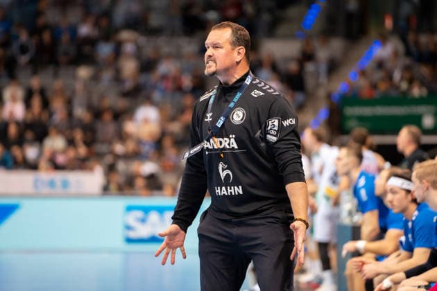 Handball I Men I Season 2025 2026 I Bundesliga I 15 Matchday I TVB Stuttgart SC DHfK Leipzig I 07 12 2025 Coach Misha Kaufmann TVB Stuttgart Stuttgart Porsche Arena Baden Württemberg Germany Copyright: xLobeca MaxxPetershansx