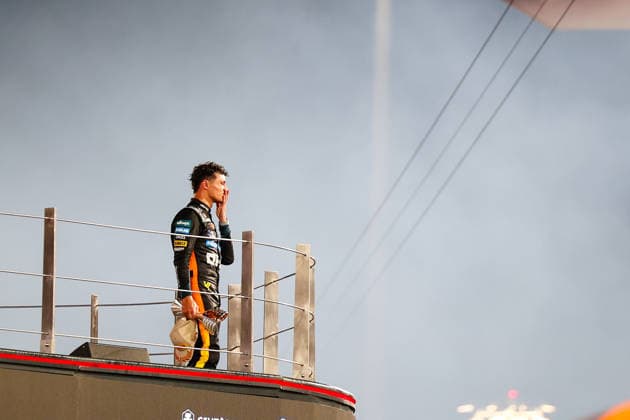 Podium of the race - Lando Norris (GBR) - McLaren Formula 1 Team - McLaren MCL39 - Mercedes f1 world champion 2025 during the Race of Sunday of the Formula 1 Etihad Airways Abu Dhabi Grand Prix 2025 atYas Marina Circuit in Abu Dhabi, United Arab Emirates, ahead of Round 24 of 24, Season Finale and driver championship decider of the 2025 FIA Formula One World Championship, WM, Weltmeisterschaft (December 4-7, 2025).  Copyright: xAlessioxDexMarco IPAxSportx xipa-agency.netx xx IPA_68897284 IPA_Agency_IPA68897284
