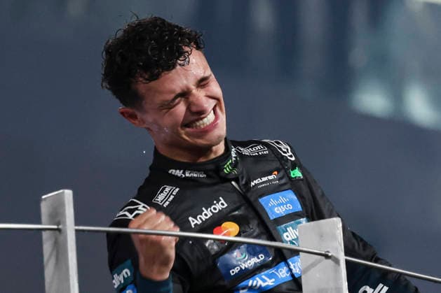 F1 Grand Prix Of Abu Dhabi 2025 The new F1 world champion Lando Norris of United Kingdom driving the F1 race car No 4, the McLaren MCL39 for the McLaren Formula 1 Team, on the podium tearful celebrating the 2025 driver s championship his first F1 title after the season ending race of 2025 Formula 1 Etihad Airways Abu Dhabi Grand Prix at Yas Marina Circuit. Abu Dhabi, United Arab Emirates on December 7, 2025. Abu Dhabi United Arab Emirates  Copyright: xNicolasxEconomoux originalFilename:economou-notitle251207_npJM6.jpg