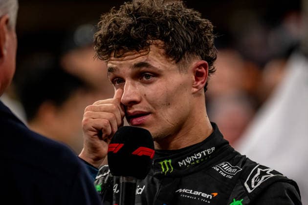 ABU DHABI, UNITED ARAB EMIRATES: Lando Norris, racing for the McLaren F1 team during the 2025 Formula 1 Abu Dhabi Grand Prix at the Yas Marina Circuit in Abu Dhabi, United Arab Emirates