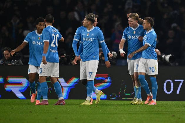 CALCIO - Serie A - SSC Napoli vs Juventus FC Rasmus Hojlund of S.S.C. Napoli celebrates after scoring the goal of 1-0 during the 14th day of the Serie A Championship between S.S.C. Napoli and Juventus F.C. at the Diego Armando Maradona Stadium on December 7, 2025 in Naples, Italy. Naples Italy  Copyright: xIPAxSport ABACAx