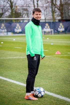 Union s Mathias Rasmussen pictured at the start of a training session of Belgian soccer team Royale Union Saint-Gilloise in Zaventem, on Monday 08 December 2025. The team is preparing for tomorrow s match against French team Olympique de Marseille, on the sixth day of the League phase of the UEFA Champions League tournament. VIRGINIExLEFOUR  x147381645x