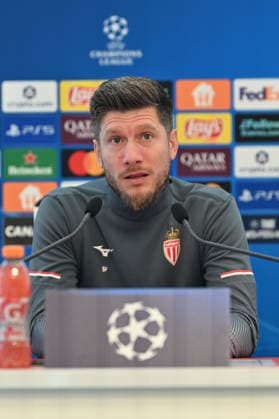 Ahead of Monaco v Galatasaray - UEFA Champions League CAP-D’AIL, FRANCE - DECEMBER 08: Sebastien Pocognoli, head coach of Monaco, speaks during a press conference, PK, Pressekonferenz ahead of the UEFA Champions League group stage week 6 match between Monaco and Galatasaray at the AS Monaco FC Training Center in Cap-d Ail, France on December 08, 2025. Mustafa Yalcin Anadolu Cap-d Ail France. Editorial use only. Please get in touch for any other usage.  Copyright: x2025xAnadoluxMustafaxYalcinx