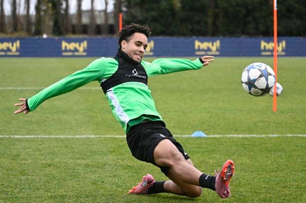 Royale Union Saint-Gilloise v Marseille - UEFA Champions League Media Activities 08 12 2025 ZAVENTEM, BELGIUM - DECEMBER 08 : Giger Marc forward of Union Saint-Gilloise pictured during a training session ahead of the UEFA Champions League 2025 26 League Phase MD6 match between Royale Union Saint-Gilloise and Marseille on December 8, 2025 in Zaventem, Belgium, 08 12 2025 Zaventem Belgium  Copyright: xPeterxDexVoechtx