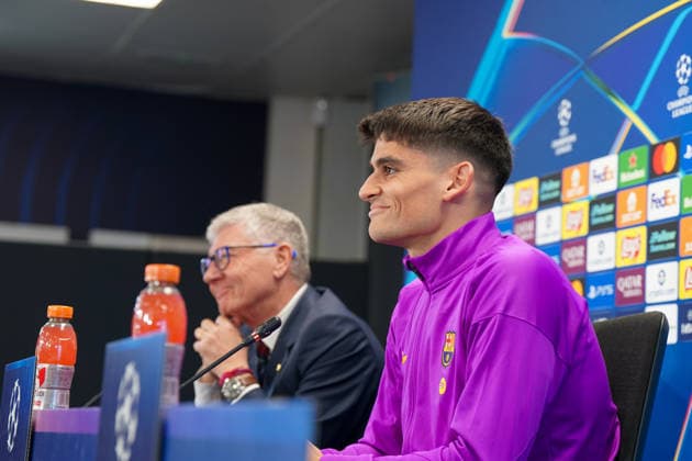 Spain Press conference FC Barcelona with Barca player Gerard Martin Barcelona 18 before Soccer UEFA Champions League FC Barcelona vs Eintracht Frankfurt PK Venue Ciutat Esportiva Joan Gamper Barcelona, Spain Copyright: xJOERANxSTEINSIEKx