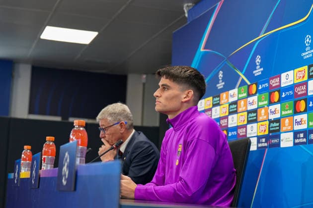 Spain Press conference FC Barcelona with Barca player Gerard Martin Barcelona 18 before Soccer UEFA Champions League FC Barcelona vs Eintracht Frankfurt PK Venue Ciutat Esportiva Joan Gamper Barcelona, Spain Copyright: xJOERANxSTEINSIEKx